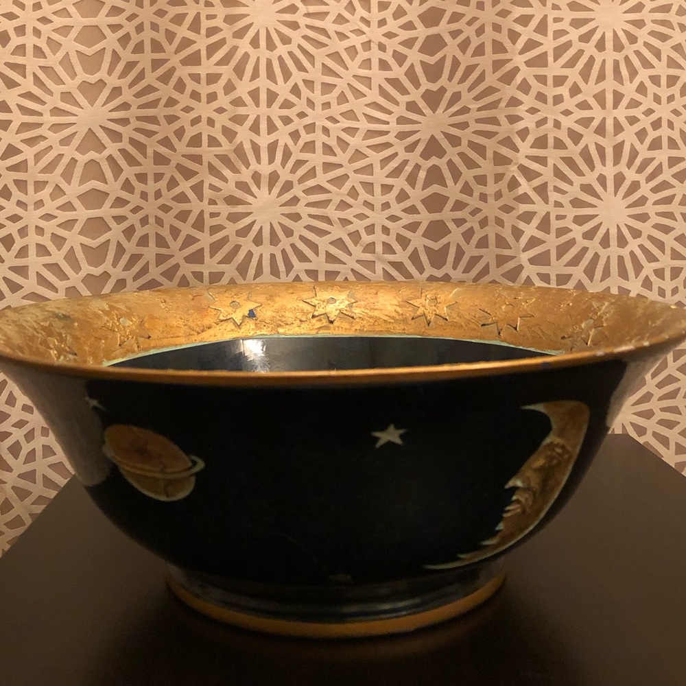 Vintage Large Gold Sun Moon Stars Decorative Bowl - Picture 11 of 15